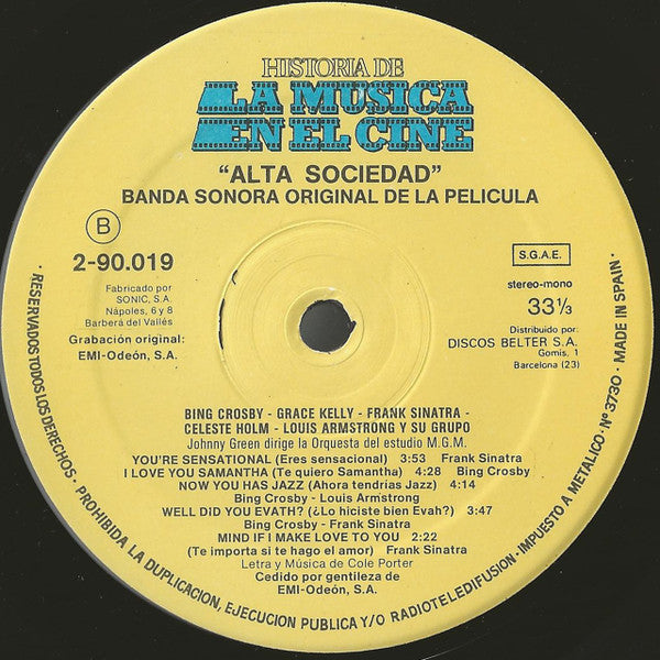Various : High Society = Alta Sociedad (Banda Sonora Original De La Película) (LP, Album)