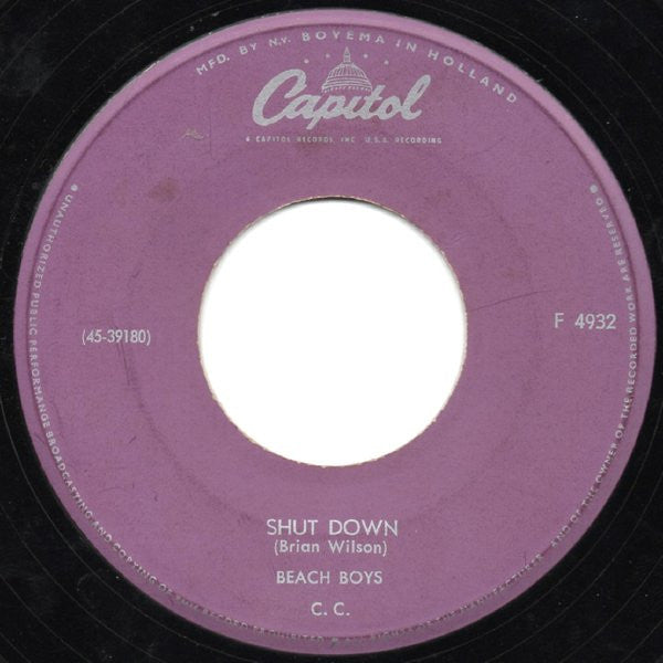The Beach Boys : Shut Down / Surfin' U.S.A. (7", Single)