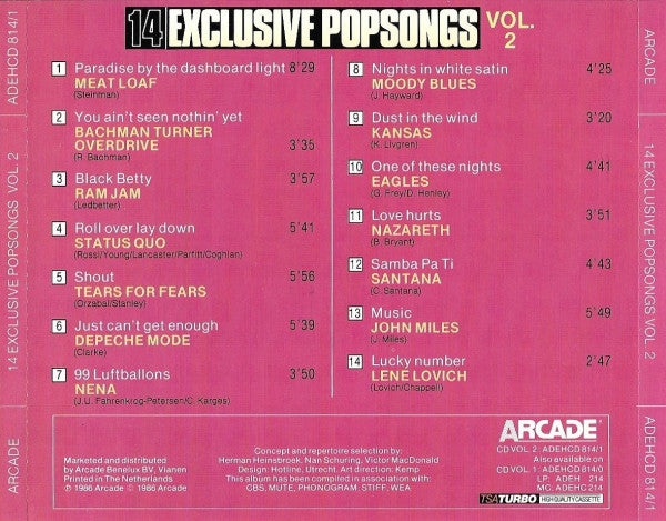 Various : 14 Exclusive Popsongs Vol. 2 (CD, Comp)