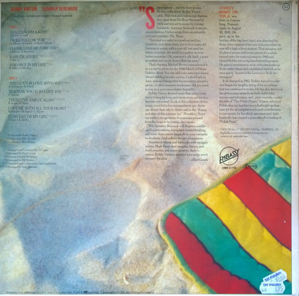 Bobby Vinton : Summer Serenade (LP, Comp)