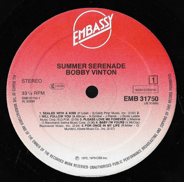 Bobby Vinton : Summer Serenade (LP, Comp)