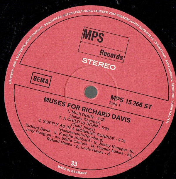 Richard Davis (2) : Muses For Richard Davis (LP, Album, Gat)
