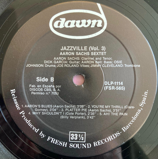 Charlie Smith Trio / Aaron Sachs Sextet : Jazzville Vol. 3 (LP, Album)