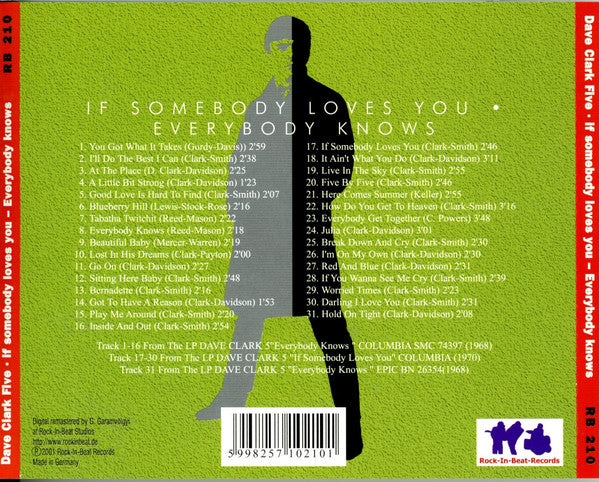 The Dave Clark Five : If Somebody Loves You / Everybody Knows (CD, Comp, P/Unofficial)