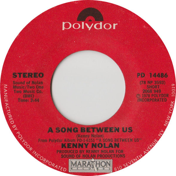 Kenny Nolan : A Song Between Us (7", Single, Styrene)
