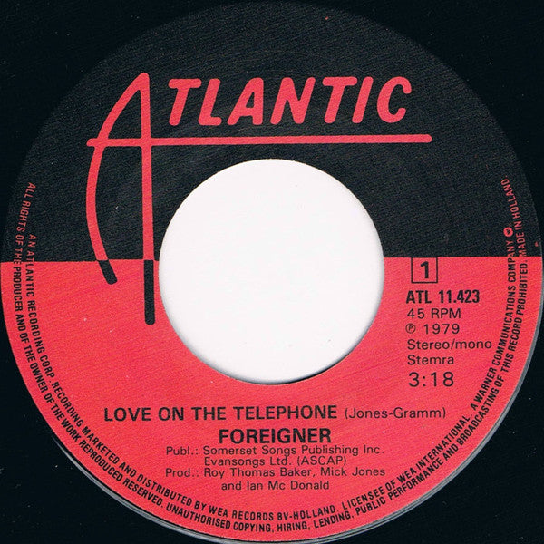 Foreigner : Love On The Telephone (7", Single)