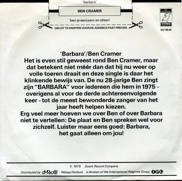 Ben Cramer : Barbara  (7", Single)