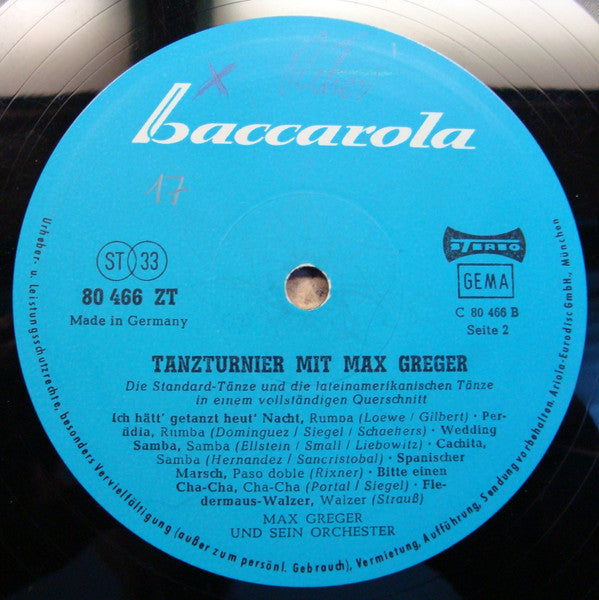 Max Greger : Tanzturnier Mit Max Greger (LP, Album)