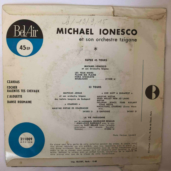 Michael Ionesco Et Son Orchestre Tzigane : Csardas De Monti (7", EP)