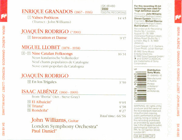 Enrique Granados / Joaquín Rodrigo / Miguel Llobet / Isaac Albéniz - John Williams (7) : Iberia (CD, Album)