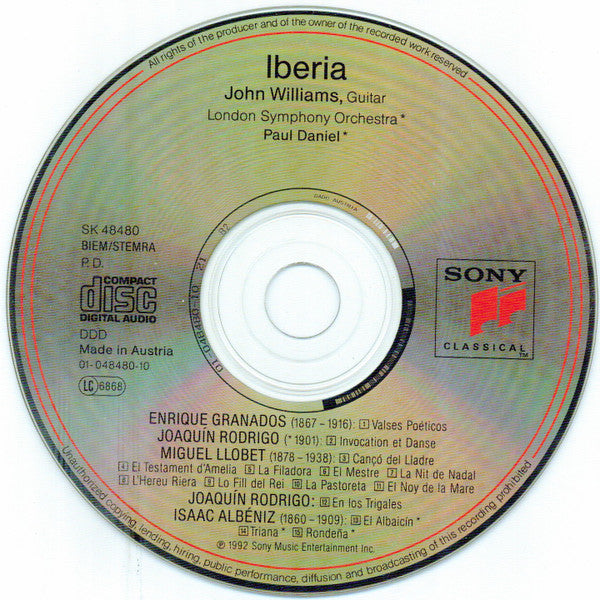 Enrique Granados / Joaquín Rodrigo / Miguel Llobet / Isaac Albéniz - John Williams (7) : Iberia (CD, Album)