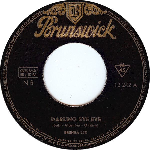 Brenda Lee : Darling Bye Bye (7", Single)