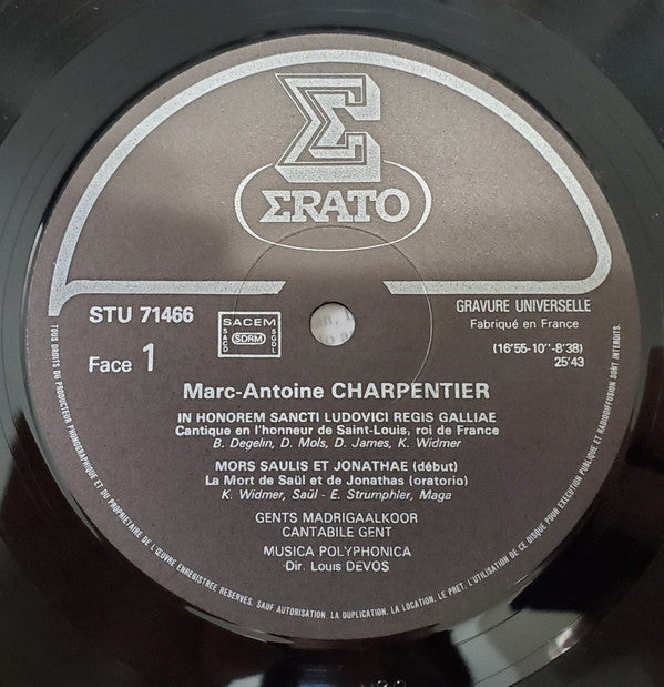 Marc Antoine Charpentier - Musica Polyphonica, Louis Devos : Mors Saulis & Jonathae (La Mort De Saul Et De Jonathas) (LP, Album)