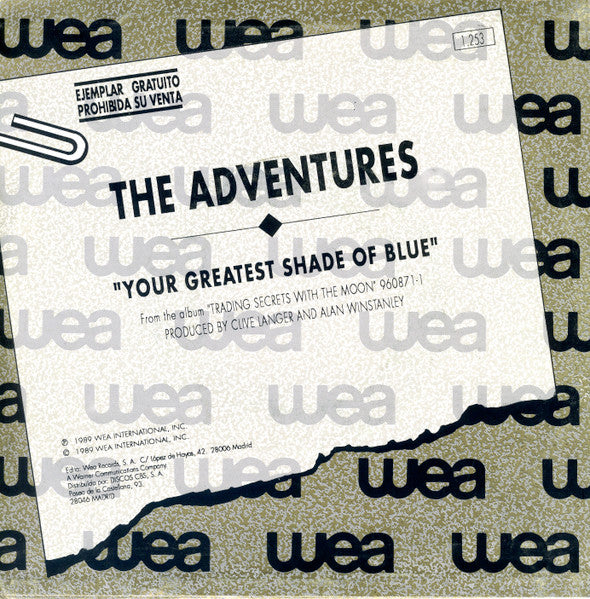 The Adventures : Your Greatest Shade Of Blue (7", Single, Promo)