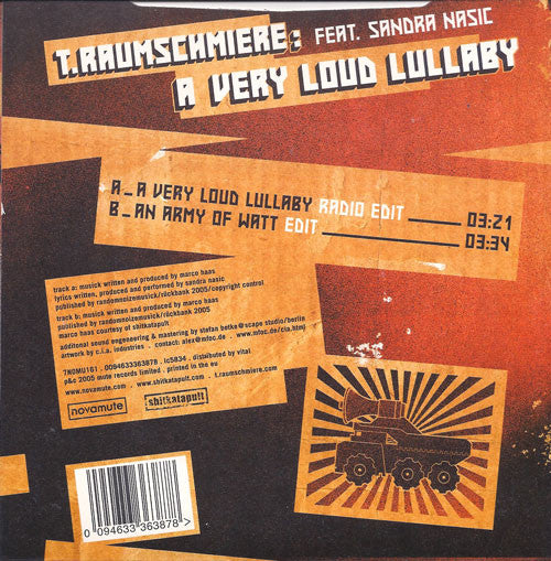 T.Raumschmiere Feat. Sandra Nasic : A Very Loud Lullaby (7", Single)
