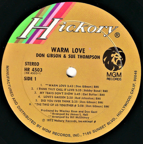 Don Gibson & Sue Thompson : Warm Love (LP, RE)