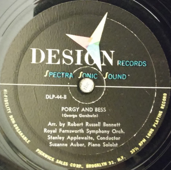 Al D'Artega Conducting The Royal Farnsworth Orchestra , Music Of George Gershwin Piano Soloist Suzanne Auber Arranged By Robert Russell Bennett : American In Paris / Porgy And Bess (LP, Album)