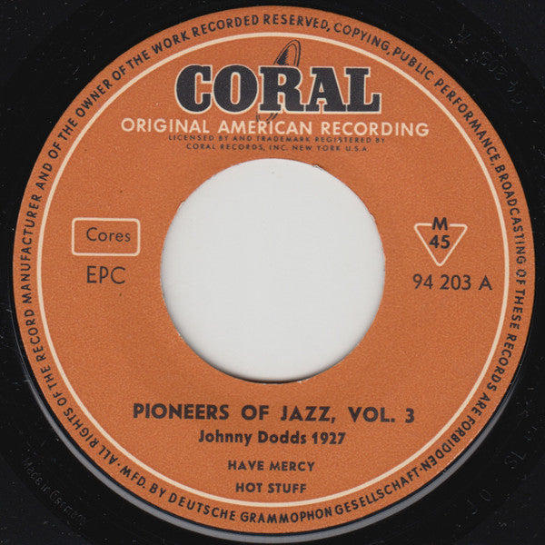 Johnny Dodds : Johnny Dodds 1927 (7", EP, Comp)