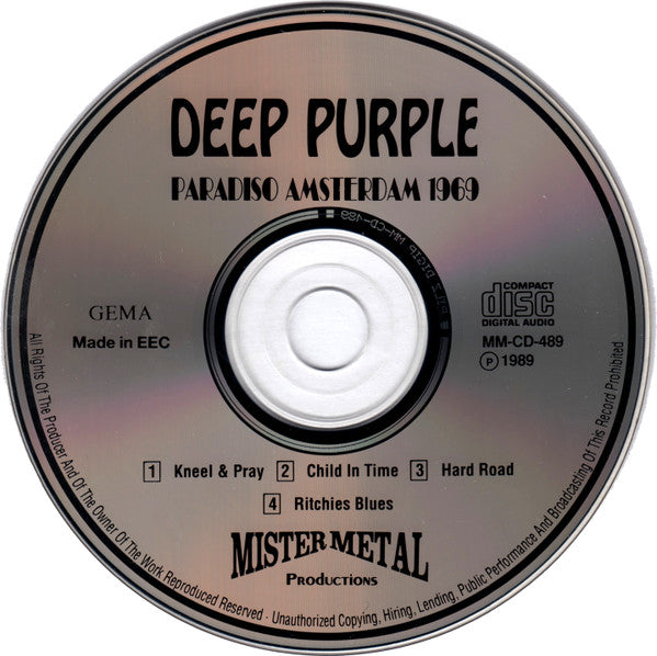 Deep Purple : Paradiso Amsterdam 1969 (CD, Unofficial)
