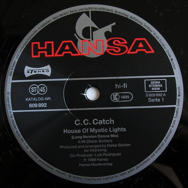 C.C. Catch : House Of Mystic Lights (Long Version Dance Mix) (12", Maxi)