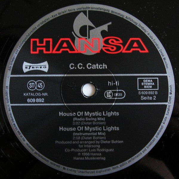 C.C. Catch : House Of Mystic Lights (Long Version Dance Mix) (12", Maxi)