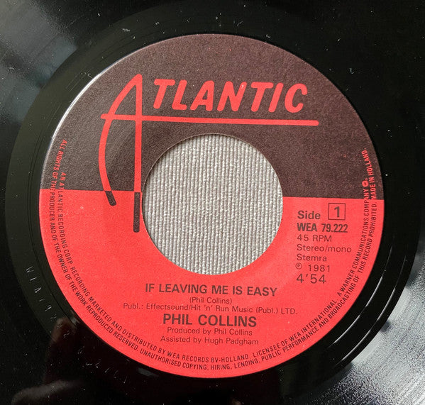 Phil Collins : If Leaving Me Is Easy (7", Single)