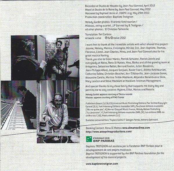 Baptiste Trotignon : Song Song Song (CD, Album)