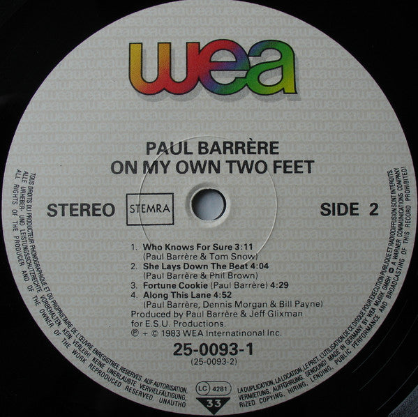 Paul Barrere : On My Own Two Feet (LP, Album)
