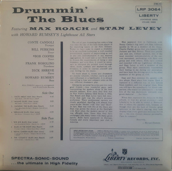 Max Roach and Stan Levey with Howard Rumsey's Lighthouse All-Stars : Drummin' The Blues (LP, Mono, RE)