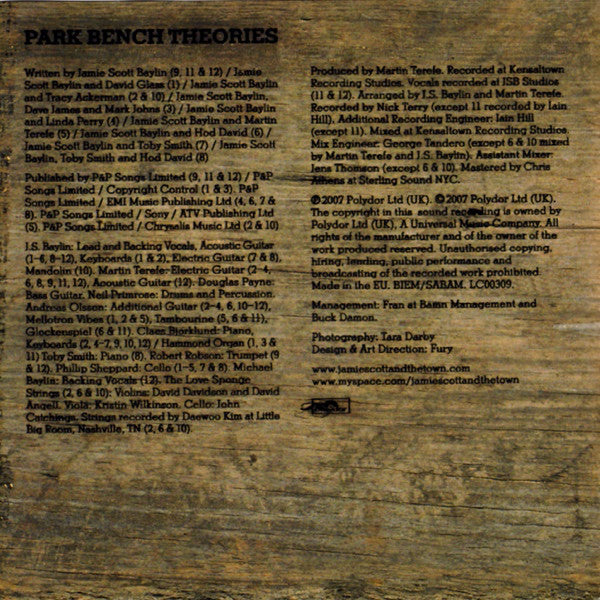Jamie Scott & The Town : Park Bench Theories (CD, Album, Sup)