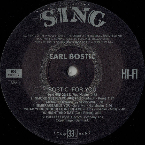 Earl Bostic : Bostic-For You (LP, Album, Mono)