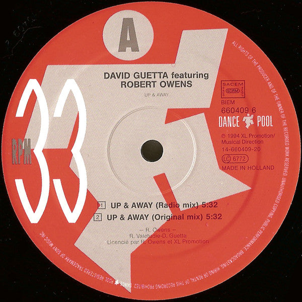 David Guetta Featuring Robert Owens : Up & Away (12")