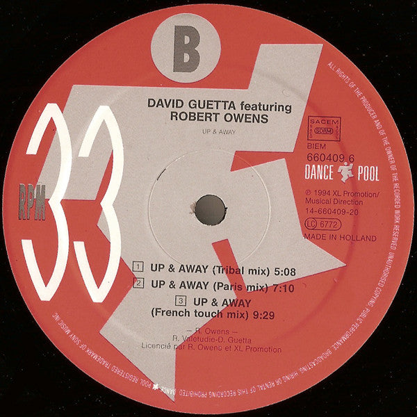 David Guetta Featuring Robert Owens : Up & Away (12")