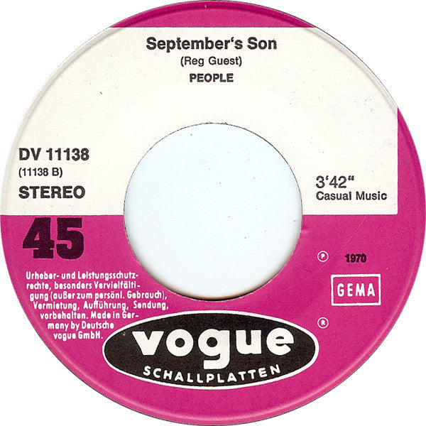People (31) : I Am The Preacher / September's Son (7", Single)