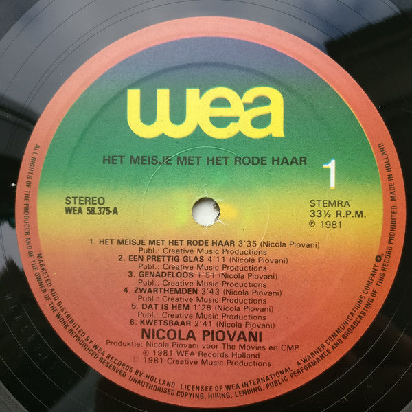 Nicola Piovani : Het Meisje Met Het Rode Haar (LP)