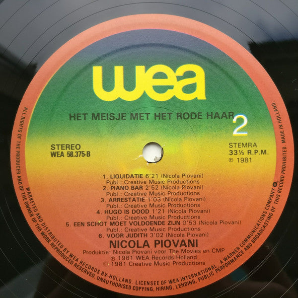 Nicola Piovani : Het Meisje Met Het Rode Haar (LP)