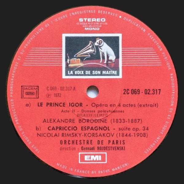 Alexander Borodin, Nikolai Rimsky-Korsakov, Modest Mussorgsky, Orchestre De Paris, Gennadi Rozhdestvensky : Un Concert Russe (LP, Album, Gat)
