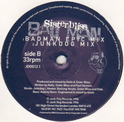 Sister Bliss : Bad Man (12")