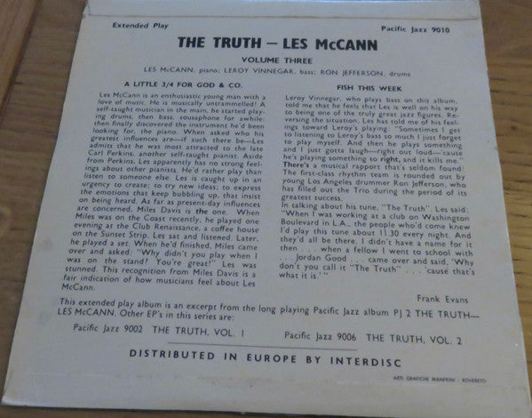 Les McCann : The Truth (7", Single, Mono)