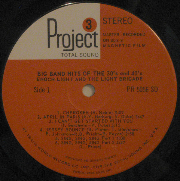 Enoch Light And The Light Brigade : Big Band Hits Of The 30's & 40's (LP, Comp)