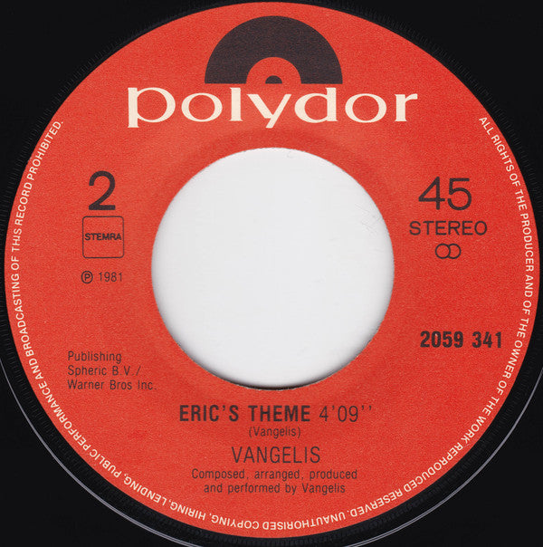 Vangelis : Chariots Of Fire (7", Single)