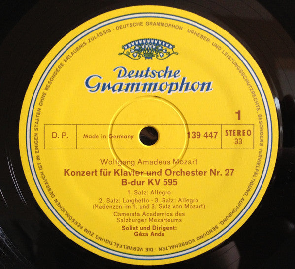 Wolfgang Amadeus Mozart -  Camerata Academica Salzburg ∙ Géza Anda : Klavierkonzerte (B-dur KV 595 ∙ F-dur KV 37) (LP)