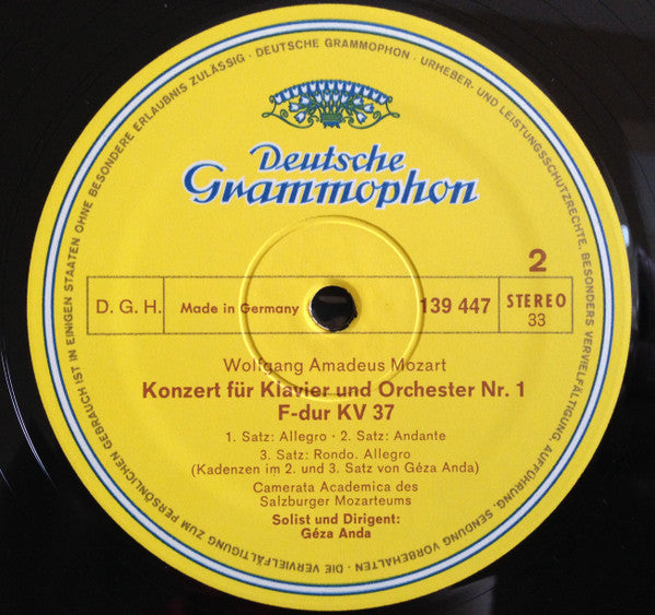 Wolfgang Amadeus Mozart -  Camerata Academica Salzburg ∙ Géza Anda : Klavierkonzerte (B-dur KV 595 ∙ F-dur KV 37) (LP)
