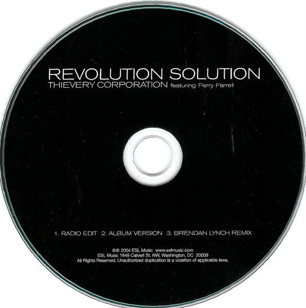 Thievery Corporation Featuring Perry Farrell : Revolution Solution (CD, Maxi)
