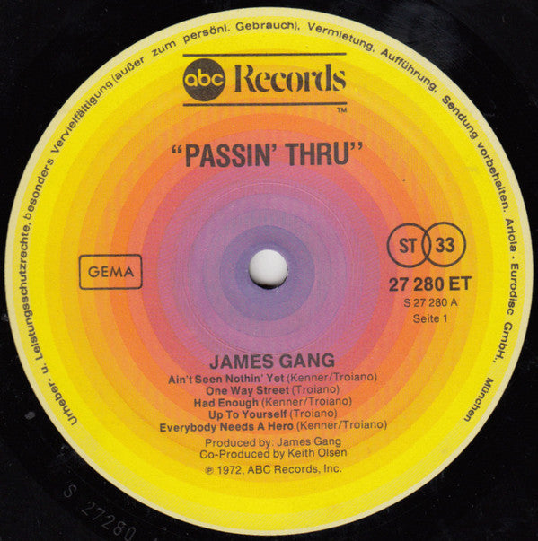 James Gang : Passin' Thru (LP, Album, RE)