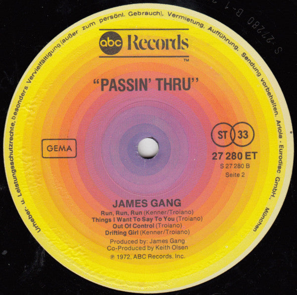 James Gang : Passin' Thru (LP, Album, RE)