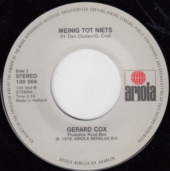 Gerard Cox : Ik Hoop Dat't Nooit Ochtend Wordt... (7", Single)