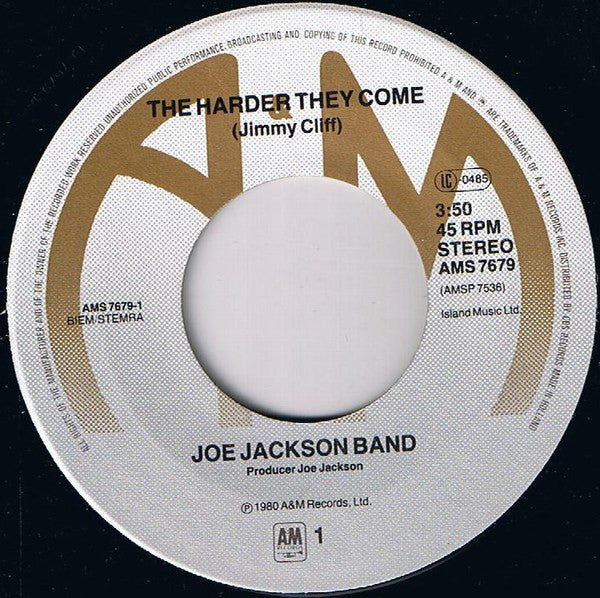 Joe Jackson Band : The Harder They Come / Out Of Style / Tilt (7", Single)