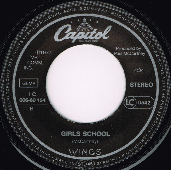 Wings (2) : Mull Of Kintyre / Girls' School (7", Single)