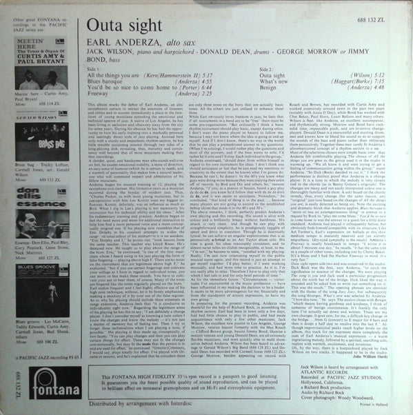 Earl Anderza : Outa Sight (LP, Album, Mono)